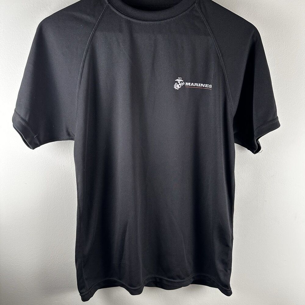 Marines Black Athletic Shirt Mens S Small Logo Made in USA